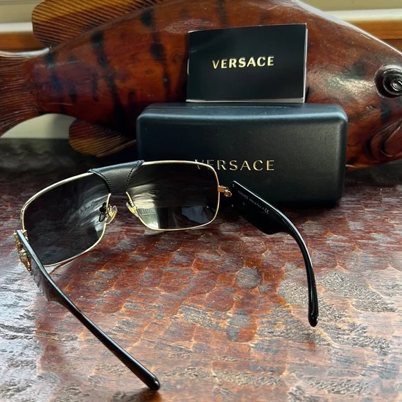 Versace Black and Gold Men's Sunglasses - Picture 14 of 14